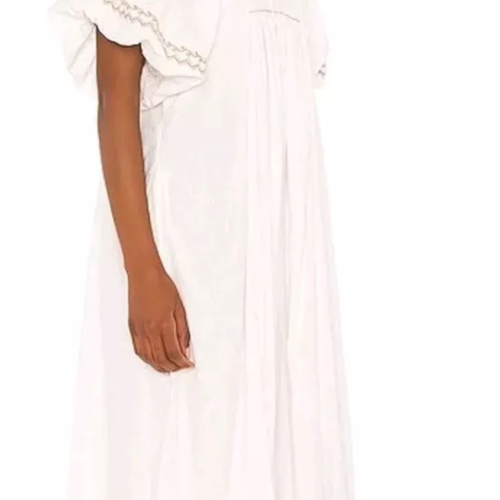 NWT FREE PEOPLE Ivory Samantha Embroidered‎ Maxi Cotton Shirt-Dress - Picture 2 of 10